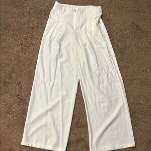 Stylish White Pleated Trousers